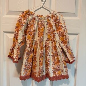 Floral Top with Lace Trim